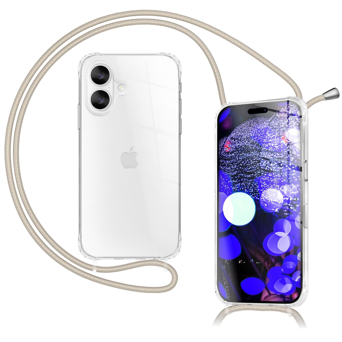 NALIA Handykette für iPhone 17 – Transparentes Hybrid-Case & Band – HANGIT PRO (Anti-Gelb Rückseite & Verstellbar) – Marke aus Berlin