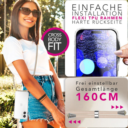 NALIA Handykette für iPhone 17 – Transparentes Hybrid-Case & Band – HANGIT PRO (Anti-Gelb Rückseite & Verstellbar) – Marke aus Berlin