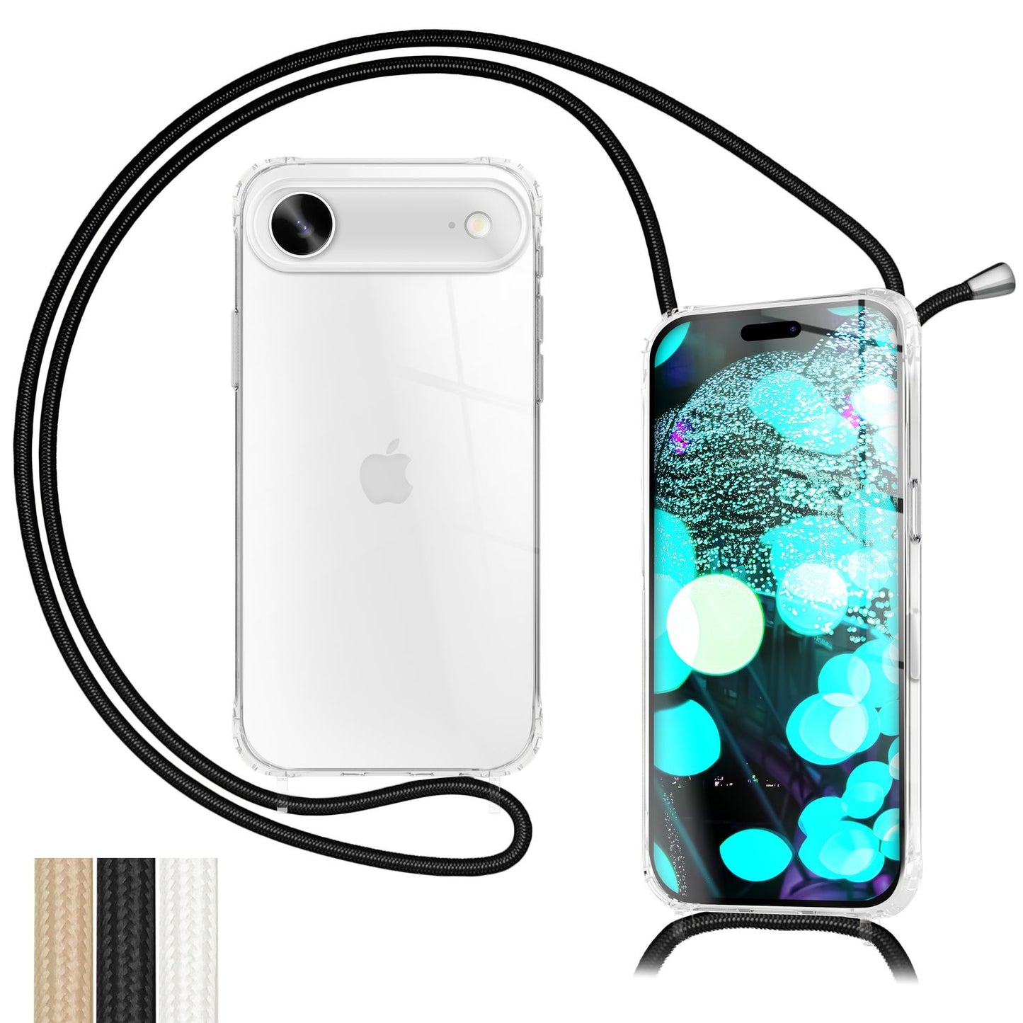 NALIA Handykette für iPhone 17 Air – Transparentes Hybrid-Case & Band – HANGIT PRO (Anti-Gelb Rückseite & Verstellbar) – Marke aus Berlin