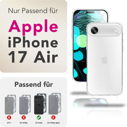 NALIA Handykette für iPhone 17 Air – Transparentes Hybrid-Case & Band – HANGIT PRO (Anti-Gelb Rückseite & Verstellbar) – Marke aus Berlin