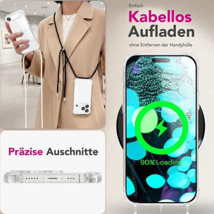 NALIA Handykette für iPhone 17 Air – Transparentes Hybrid-Case & Band – HANGIT PRO (Anti-Gelb Rückseite & Verstellbar) – Marke aus Berlin