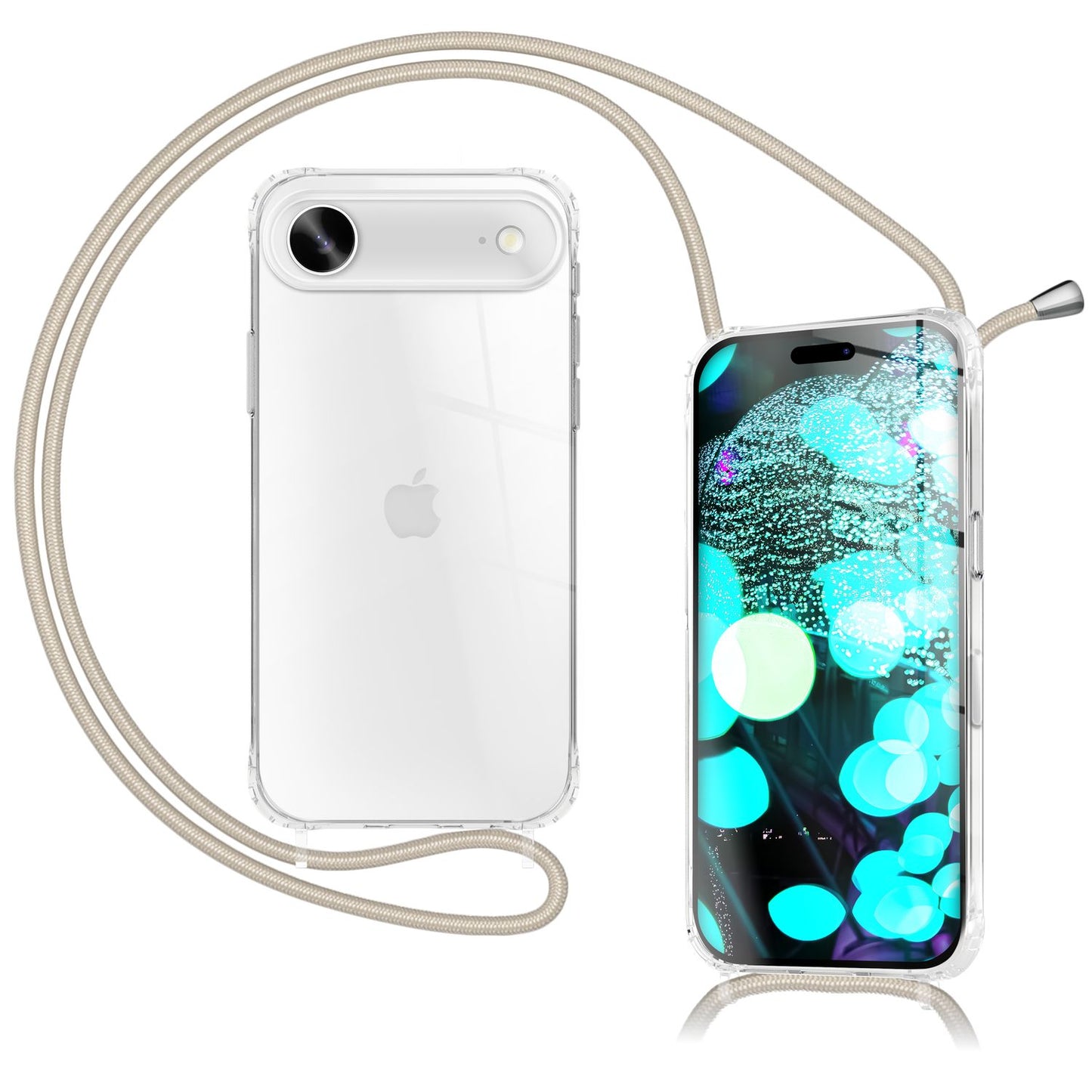 NALIA Handykette für iPhone 17 Air – Transparentes Hybrid-Case & Band – HANGIT PRO (Anti-Gelb Rückseite & Verstellbar) – Marke aus Berlin