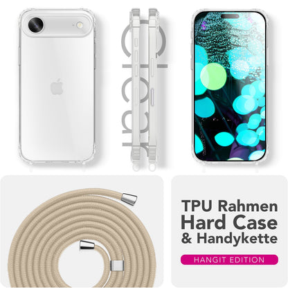 NALIA Handykette für iPhone 17 Air – Transparentes Hybrid-Case & Band – HANGIT PRO (Anti-Gelb Rückseite & Verstellbar) – Marke aus Berlin