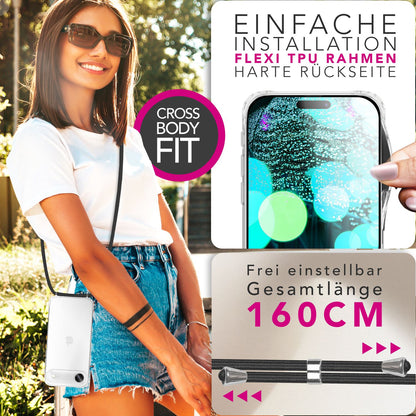 NALIA Handykette für iPhone 17 Air – Transparentes Hybrid-Case & Band – HANGIT PRO (Anti-Gelb Rückseite & Verstellbar) – Marke aus Berlin