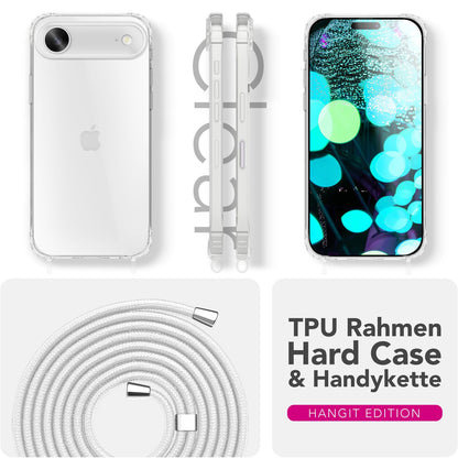 NALIA Handykette für iPhone 17 Air – Transparentes Hybrid-Case & Band – HANGIT PRO (Anti-Gelb Rückseite & Verstellbar) – Marke aus Berlin
