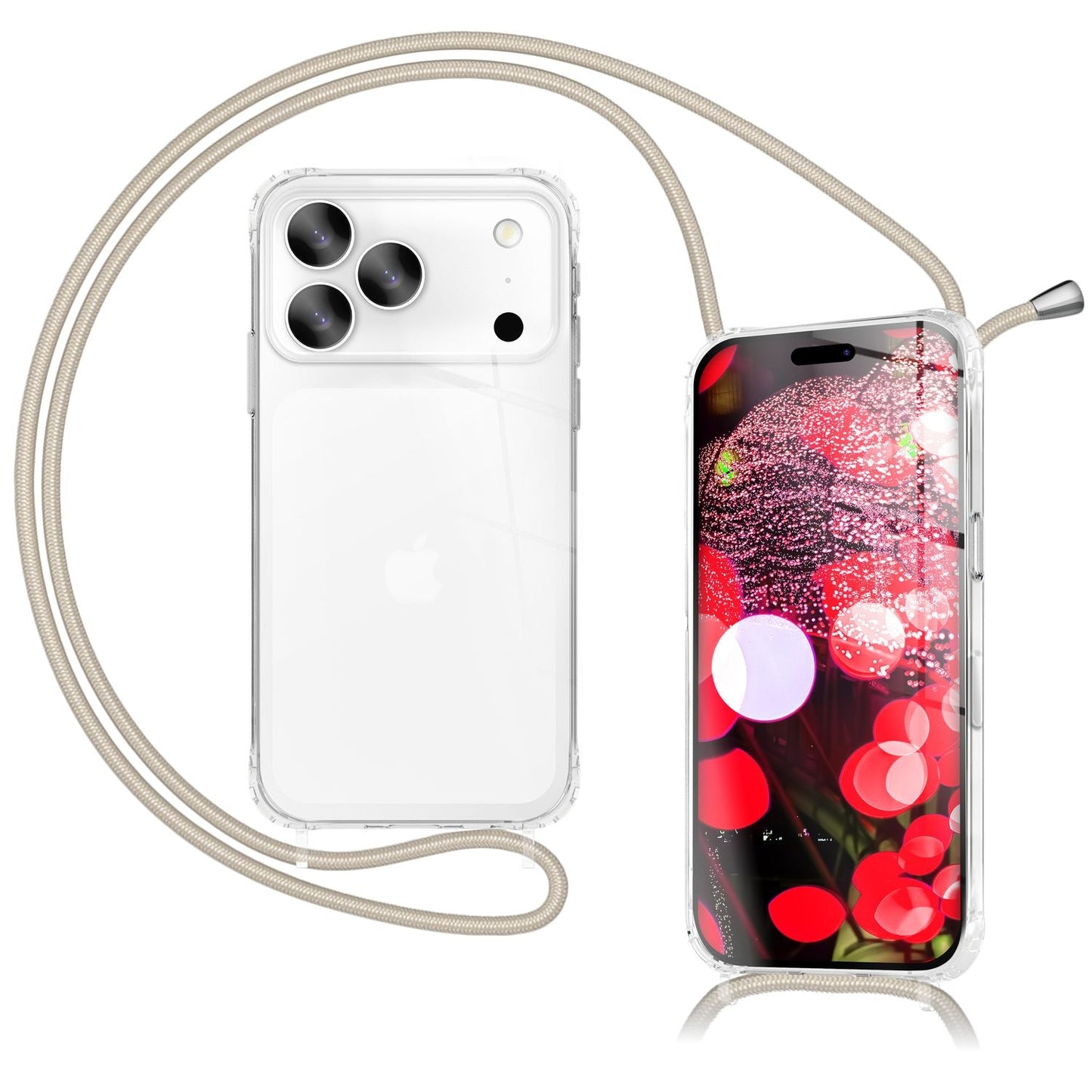 NALIA Handykette für iPhone 17 Pro – Transparentes Hybrid-Case & Band – HANGIT PRO (Anti-Gelb Rückseite & Verstellbar) – Marke aus Berlin