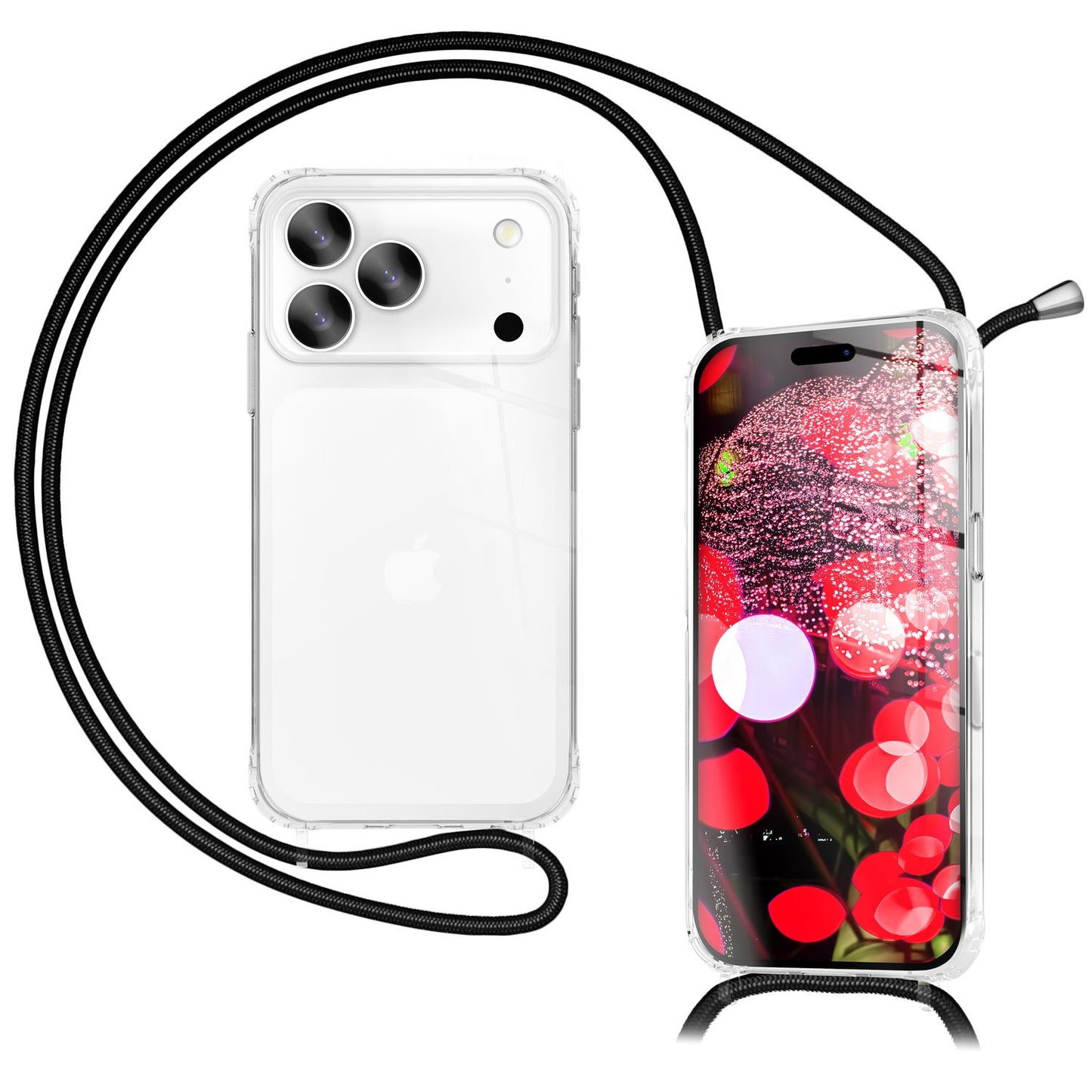NALIA Handykette für iPhone 17 Pro – Transparentes Hybrid-Case & Band – HANGIT PRO (Anti-Gelb Rückseite & Verstellbar) – Marke aus Berlin