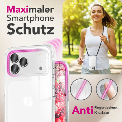 NALIA Handykette für iPhone 17 Pro – Transparentes Hybrid-Case & Band – HANGIT PRO (Anti-Gelb Rückseite & Verstellbar) – Marke aus Berlin