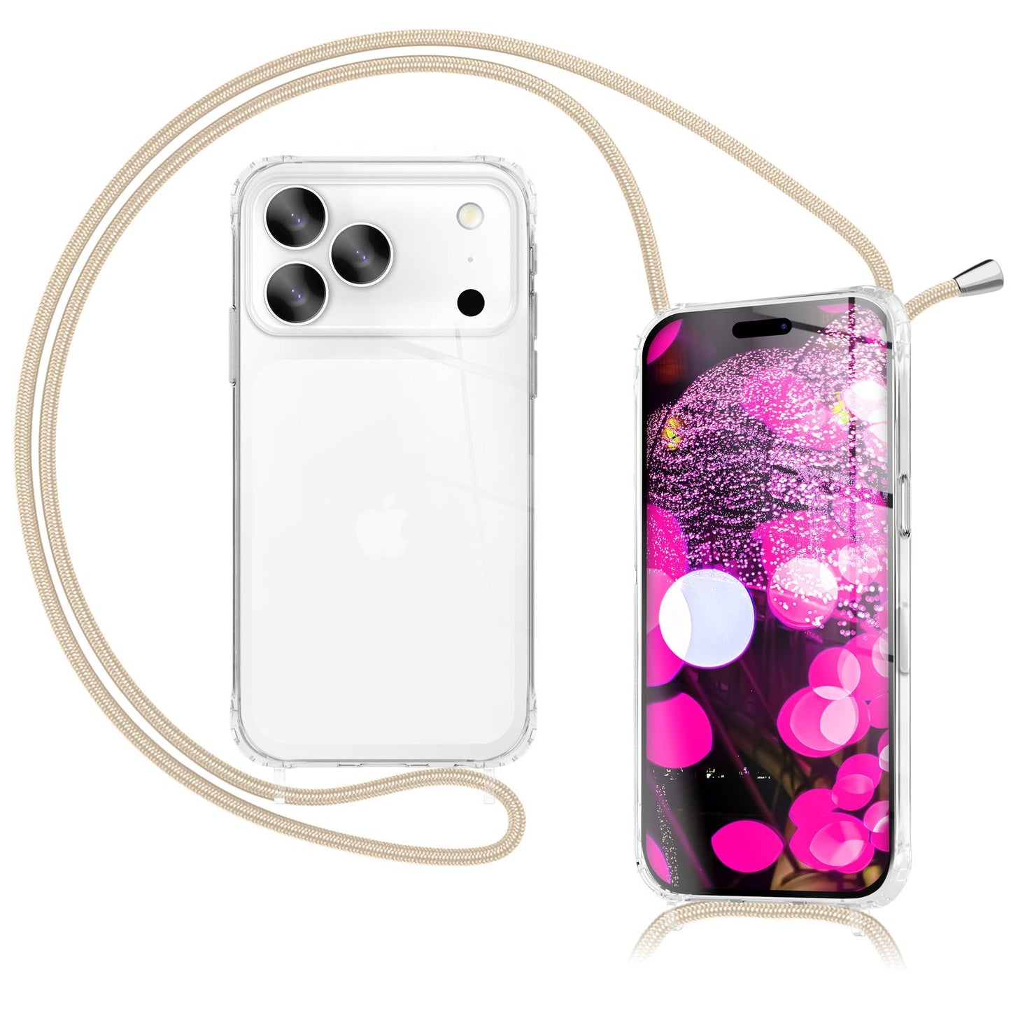NALIA Handykette für iPhone 17 Pro Max – Transparentes Hybrid-Case & Band – HANGIT PRO (Anti-Gelb Rückseite & Verstellbar) – Marke aus Berlin