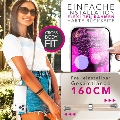 NALIA Handykette für iPhone 17 Pro Max – Transparentes Hybrid-Case & Band – HANGIT PRO (Anti-Gelb Rückseite & Verstellbar) – Marke aus Berlin
