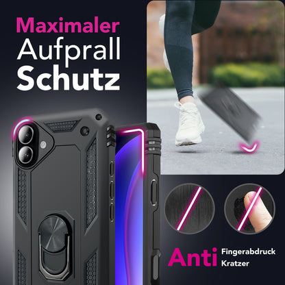 NALIA Panzerhülle für iPhone 17 – Ring-Ständer 360° & Magnet-Halterung Kompatibel – RINGDEFEND (Stoßfestes Outdoor Case) – Marke aus Berlin