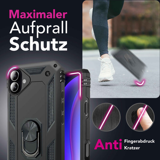 NALIA Panzerhülle für iPhone 17 – Ring-Ständer 360° & Magnet-Halterung Kompatibel – RINGDEFEND (Stoßfestes Outdoor Case) – Marke aus Berlin