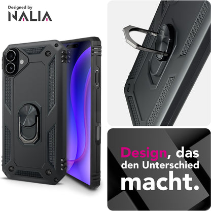 NALIA Panzerhülle für iPhone 17 – Ring-Ständer 360° & Magnet-Halterung Kompatibel – RINGDEFEND (Stoßfestes Outdoor Case) – Marke aus Berlin