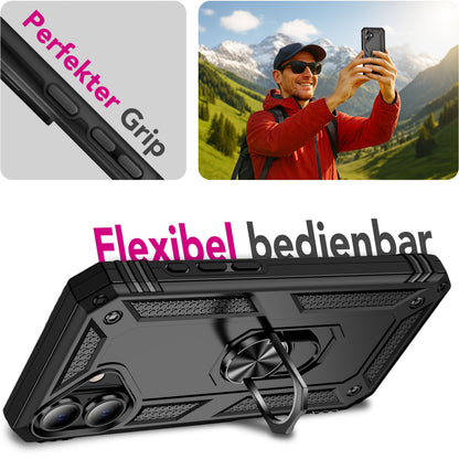 NALIA Panzerhülle für iPhone 17 – Ring-Ständer 360° & Magnet-Halterung Kompatibel – RINGDEFEND (Stoßfestes Outdoor Case) – Marke aus Berlin