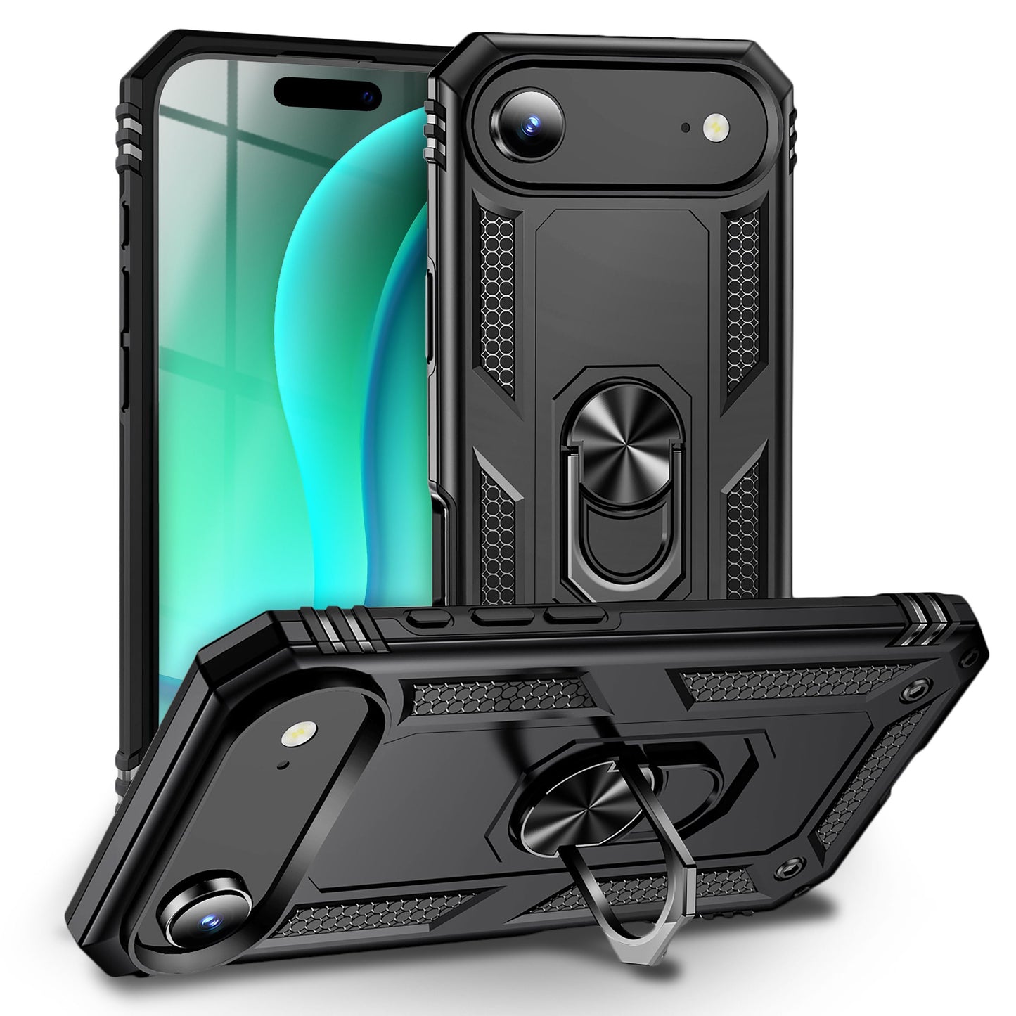 NALIA Panzerhülle für iPhone 17 Air – Ring-Ständer 360° & Magnet-Halterung Kompatibel – RINGDEFEND (Stoßfestes Outdoor Case) – Marke aus Berlin