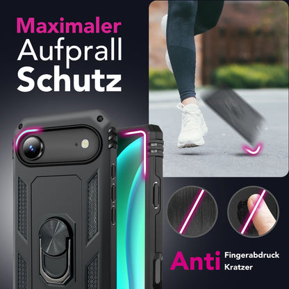 NALIA Panzerhülle für iPhone 17 Air – Ring-Ständer 360° & Magnet-Halterung Kompatibel – RINGDEFEND (Stoßfestes Outdoor Case) – Marke aus Berlin