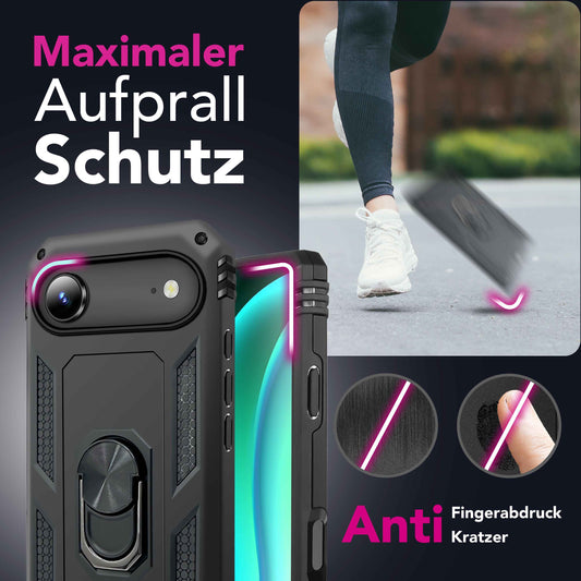 NALIA Panzerhülle für iPhone 17 Air – Ring-Ständer 360° & Magnet-Halterung Kompatibel – RINGDEFEND (Stoßfestes Outdoor Case) – Marke aus Berlin