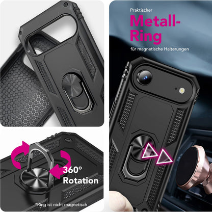 NALIA Panzerhülle für iPhone 17 Air – Ring-Ständer 360° & Magnet-Halterung Kompatibel – RINGDEFEND (Stoßfestes Outdoor Case) – Marke aus Berlin