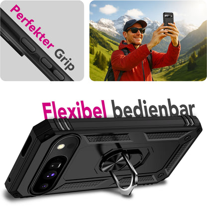 NALIA Panzerhülle für Google Pixel 10 – Ring-Ständer 360° & Magnet-Halterung Kompatibel – RINGDEFEND (Stoßfestes Outdoor Case) – Marke aus Berlin