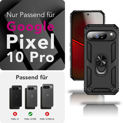 NALIA Panzerhülle für Google Pixel 10 Pro – Ring-Ständer 360° & Magnet-Halterung Kompatibel – RINGDEFEND (Stoßfestes Outdoor Case) – Marke aus Berlin