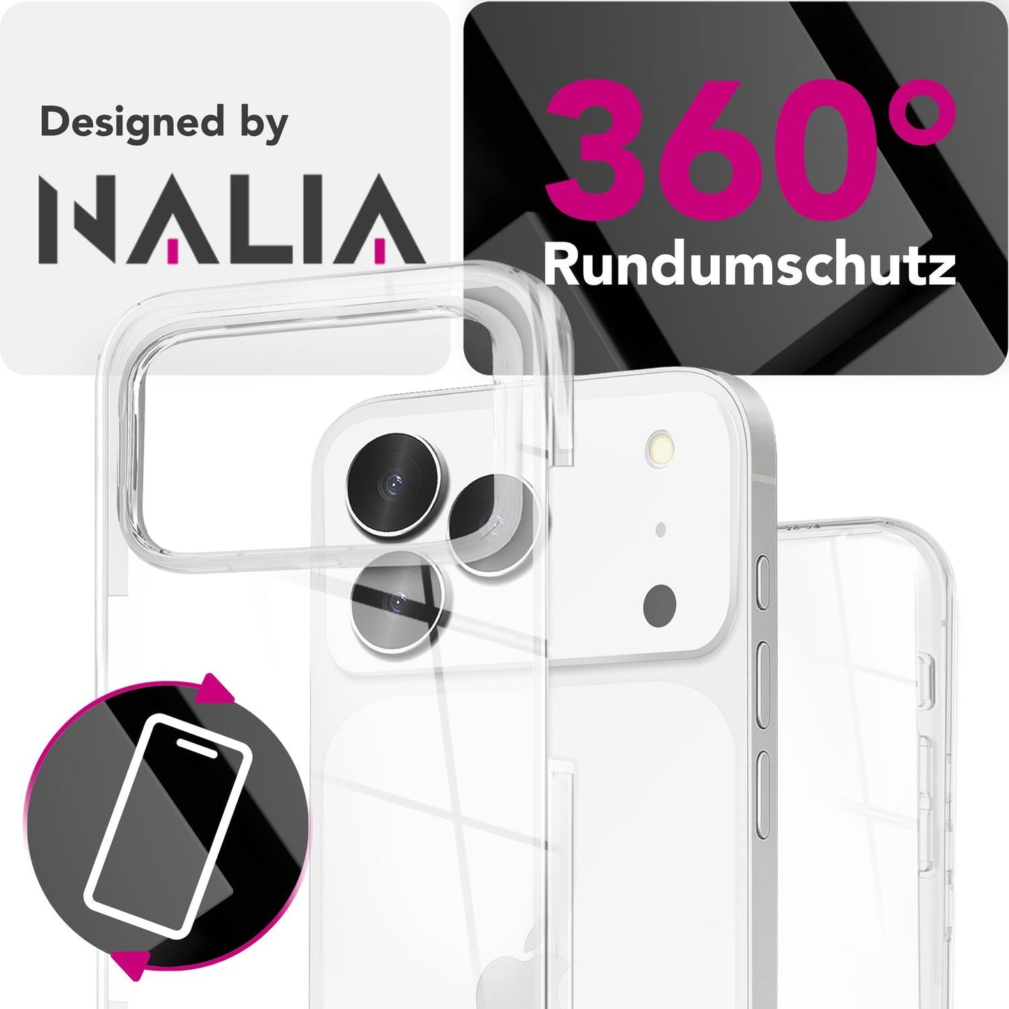 NALIA 360° Hülle für iPhone 17 Pro Max – Vorne & Hinten Schutz – 360GUARD (Full-Body Case) – Marke aus Berlin