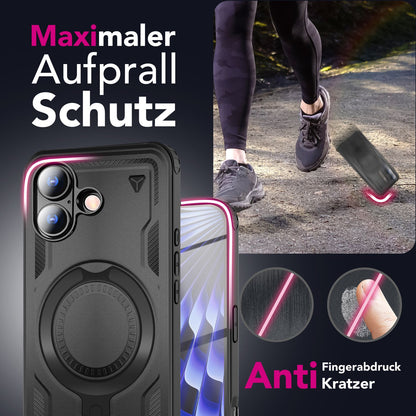 NALIA Magnetische Panzerhülle für iPhone 17 – Ring-Halterung 360° & MagSafe kompatibel – STORMGUARD (Outdoor Case) – Marke aus Berlin