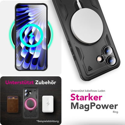 NALIA Magnetische Panzerhülle für iPhone 17 – Ring-Halterung 360° & MagSafe kompatibel – STORMGUARD (Outdoor Case) – Marke aus Berlin