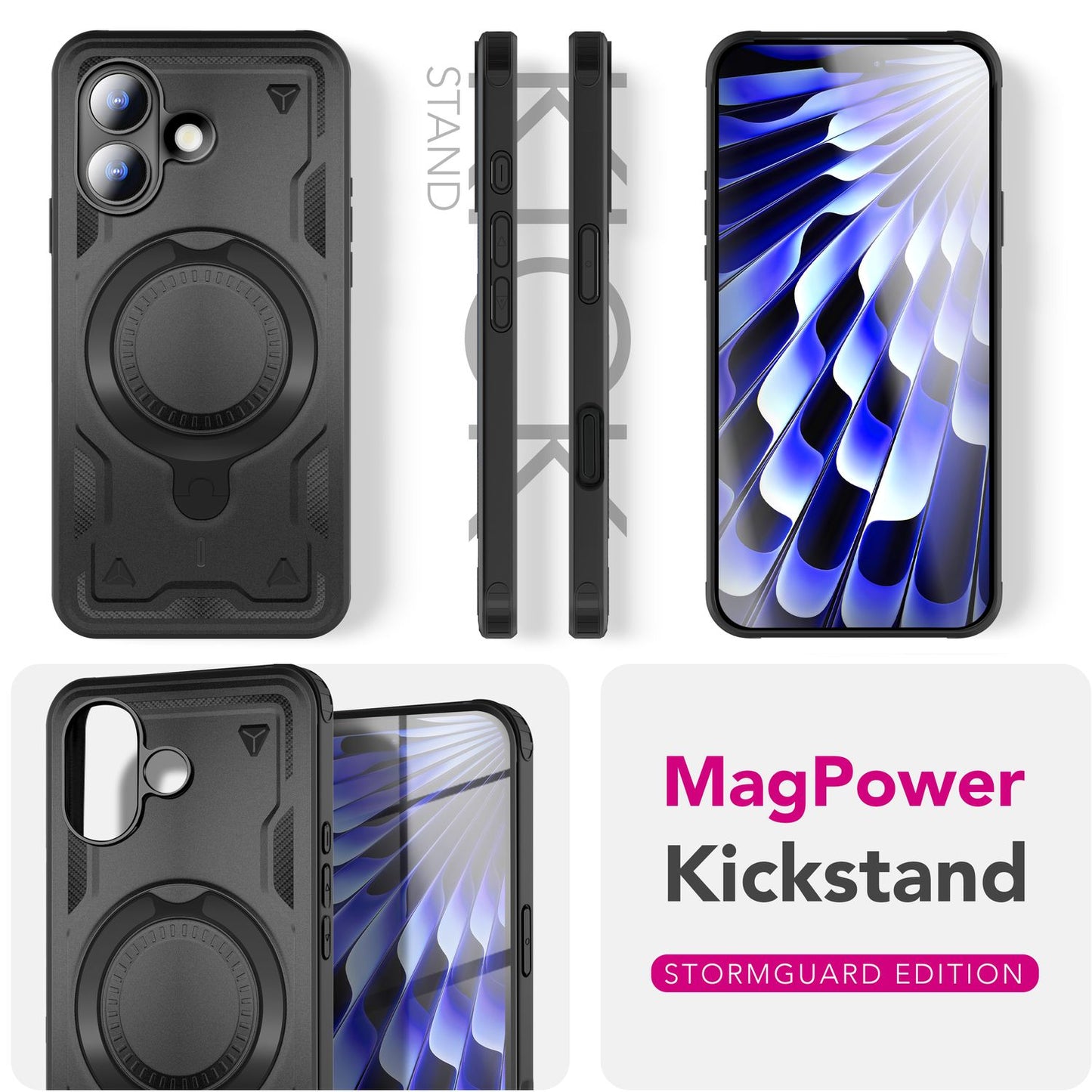 NALIA Magnetische Panzerhülle für iPhone 17 – Ring-Halterung 360° & MagSafe kompatibel – STORMGUARD (Outdoor Case) – Marke aus Berlin
