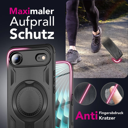 NALIA Magnetische Panzerhülle für iPhone 17 Air – Ring-Halterung 360° & MagSafe kompatibel – STORMGUARD (Outdoor Case) – Marke aus Berlin