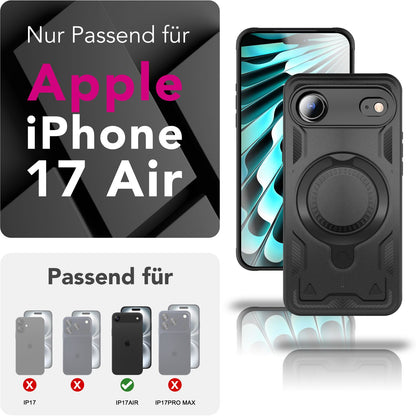 NALIA Magnetische Panzerhülle für iPhone 17 Air – Ring-Halterung 360° & MagSafe kompatibel – STORMGUARD (Outdoor Case) – Marke aus Berlin