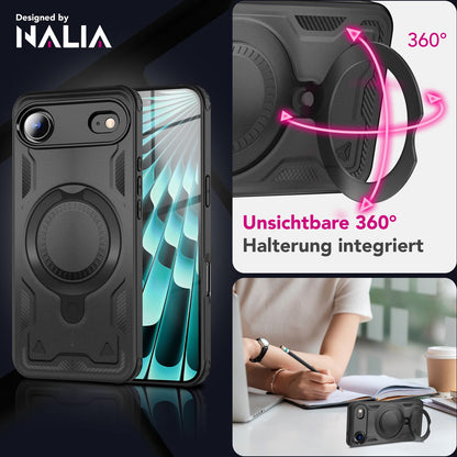 NALIA Magnetische Panzerhülle für iPhone 17 Air – Ring-Halterung 360° & MagSafe kompatibel – STORMGUARD (Outdoor Case) – Marke aus Berlin