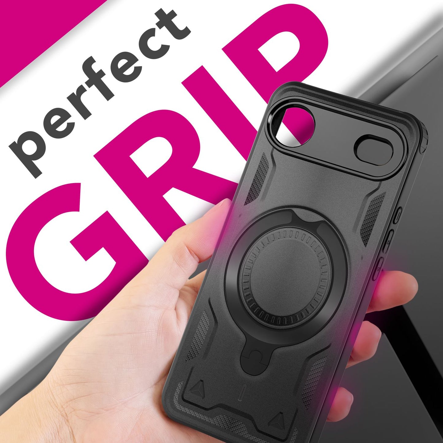 NALIA Magnetische Panzerhülle für iPhone 17 Air – Ring-Halterung 360° & MagSafe kompatibel – STORMGUARD (Outdoor Case) – Marke aus Berlin