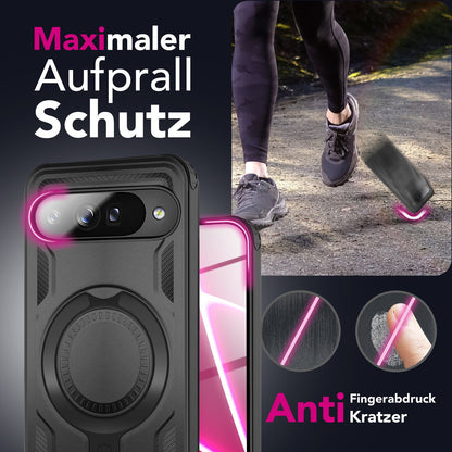 NALIA Magnetische Panzerhülle für Google Pixel 10 – Ring-Halterung 360° & MagSafe kompatibel – STORMGUARD (Outdoor Case) – Marke aus Berlin