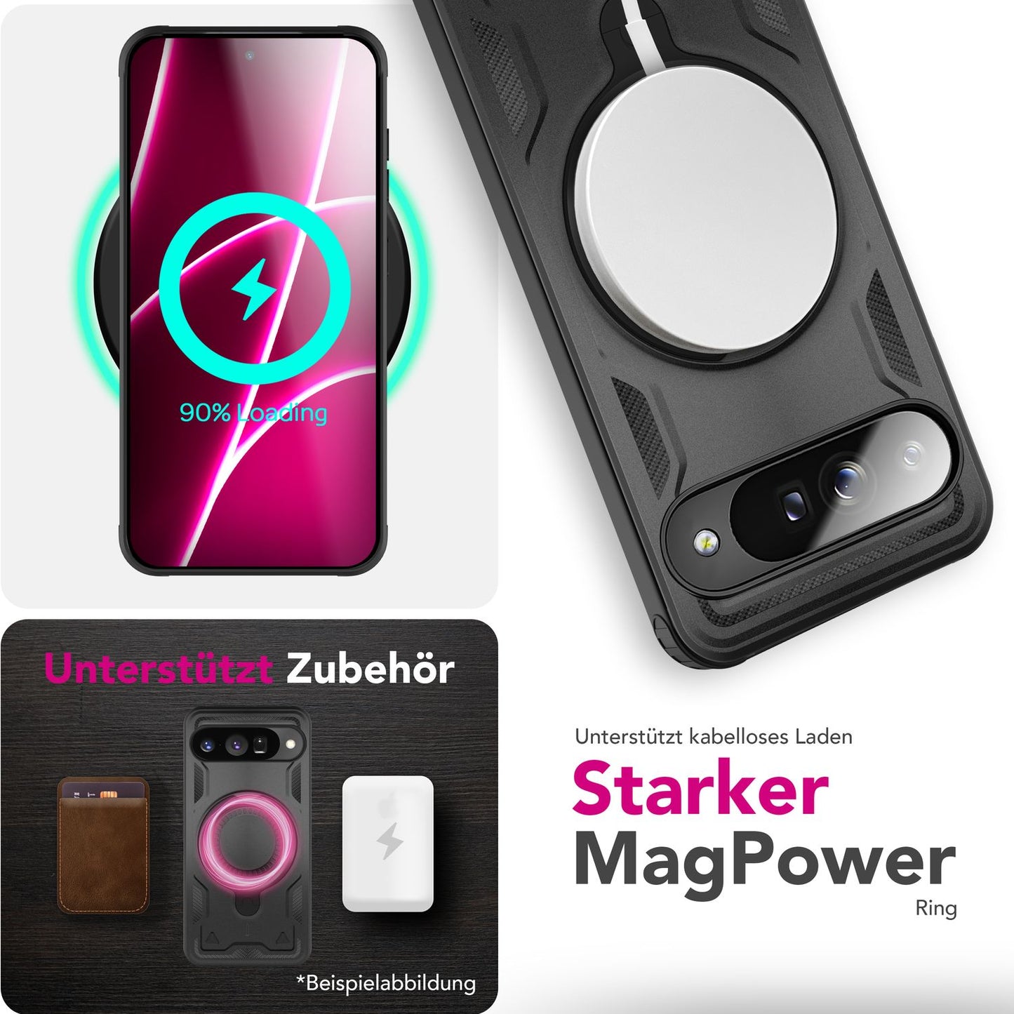 NALIA Magnetische Panzerhülle für Google Pixel 10 – Ring-Halterung 360° & MagSafe kompatibel – STORMGUARD (Outdoor Case) – Marke aus Berlin