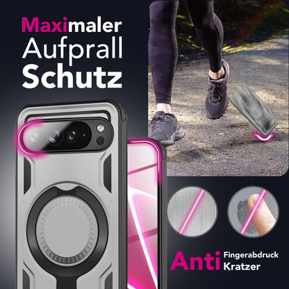 NALIA Magnetische Panzerhülle für Google Pixel 10 – Ring-Halterung 360° & MagSafe kompatibel – STORMGUARD (Outdoor Case) – Marke aus Berlin
