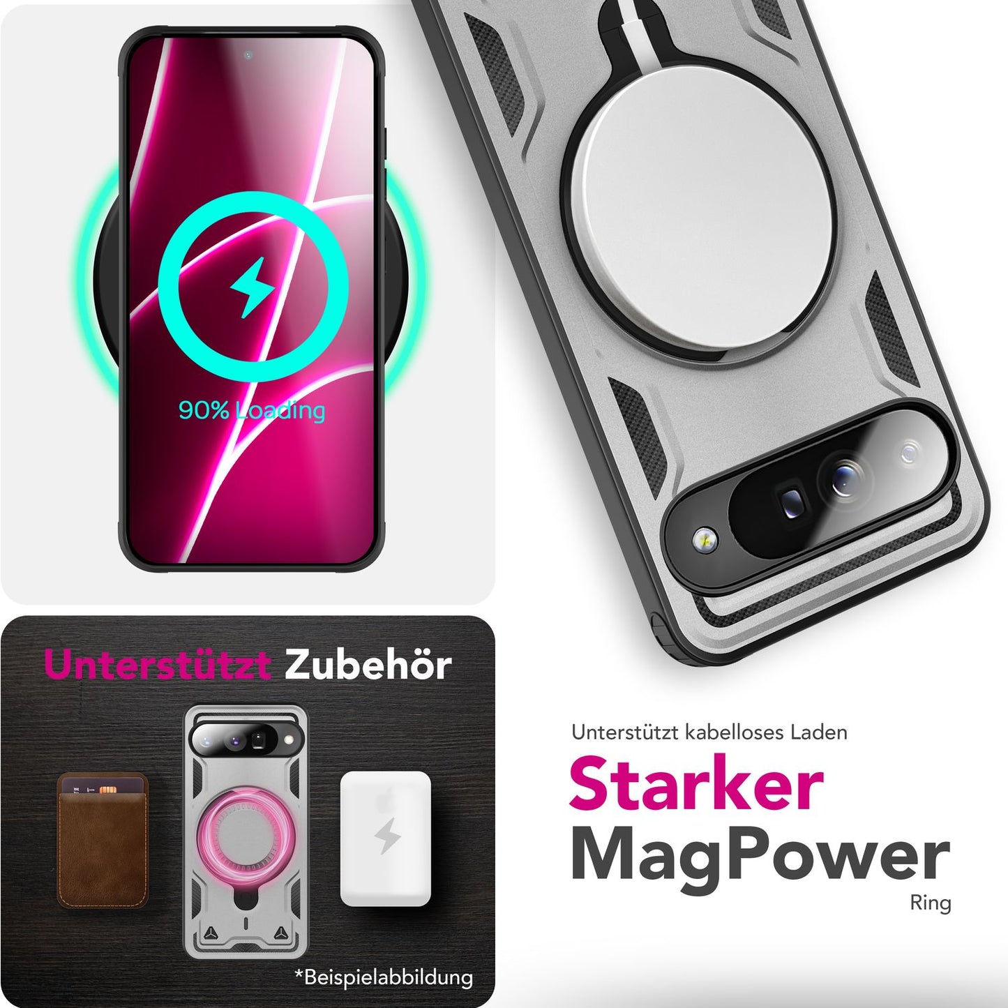 NALIA Magnetische Panzerhülle für Google Pixel 10 – Ring-Halterung 360° & MagSafe kompatibel – STORMGUARD (Outdoor Case) – Marke aus Berlin