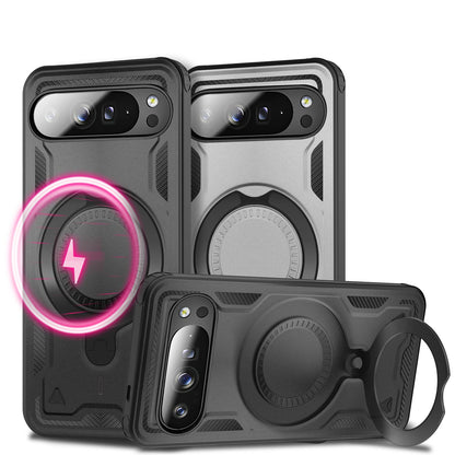 NALIA Magnetische Panzerhülle für Google Pixel 10 Pro – Ring-Halterung 360° & MagSafe kompatibel – STORMGUARD (Outdoor Case) – Marke aus Berlin