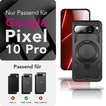 NALIA Magnetische Panzerhülle für Google Pixel 10 Pro – Ring-Halterung 360° & MagSafe kompatibel – STORMGUARD (Outdoor Case) – Marke aus Berlin