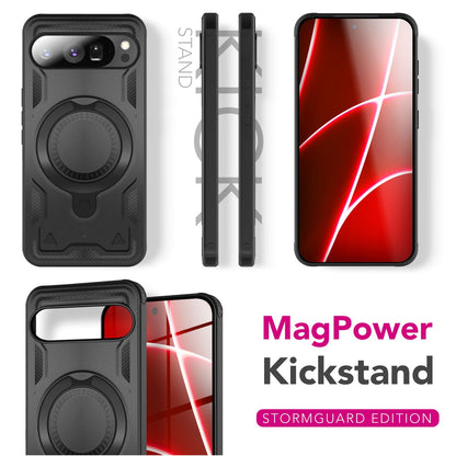 NALIA Magnetische Panzerhülle für Google Pixel 10 Pro – Ring-Halterung 360° & MagSafe kompatibel – STORMGUARD (Outdoor Case) – Marke aus Berlin