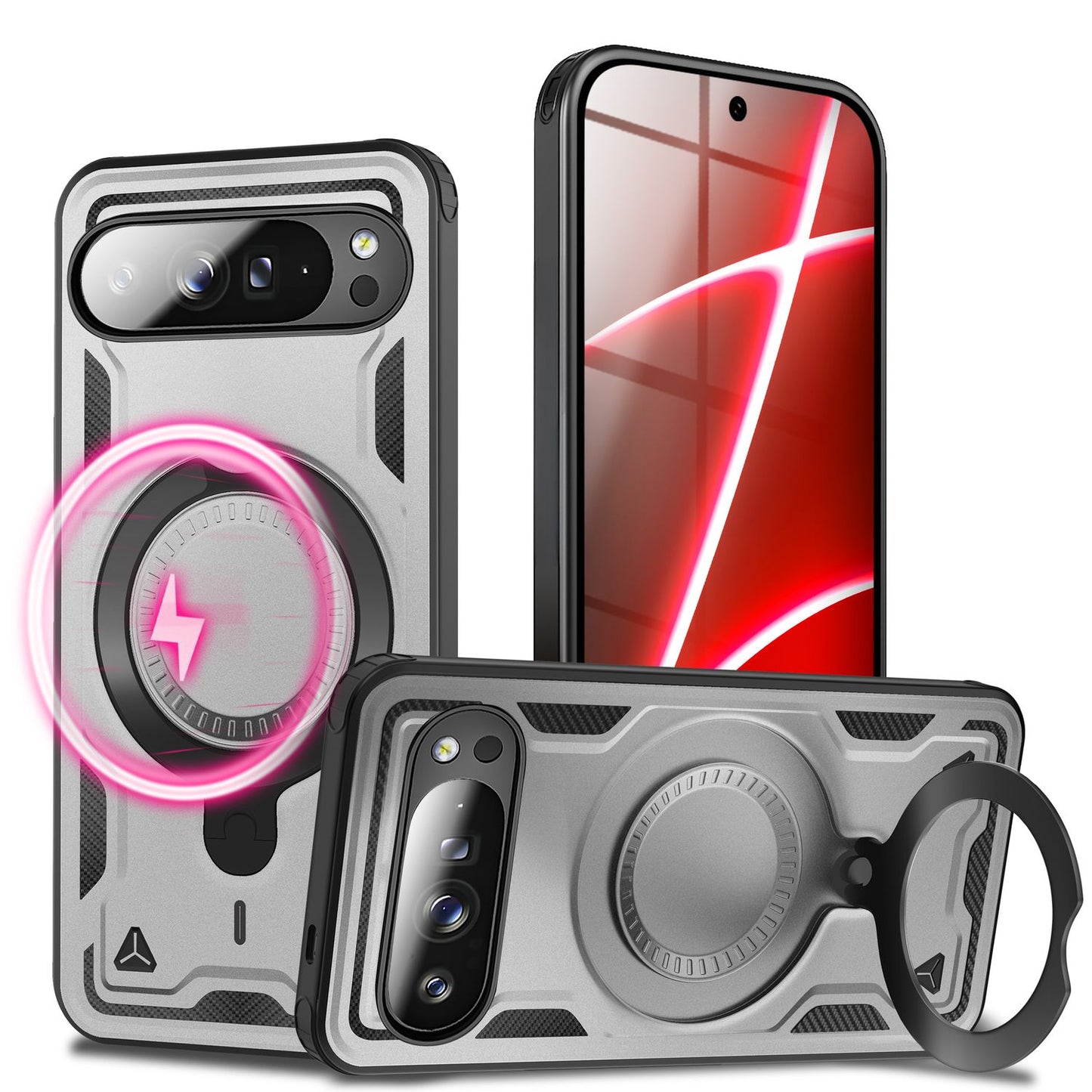NALIA Magnetische Panzerhülle für Google Pixel 10 Pro – Ring-Halterung 360° & MagSafe kompatibel – STORMGUARD (Outdoor Case) – Marke aus Berlin