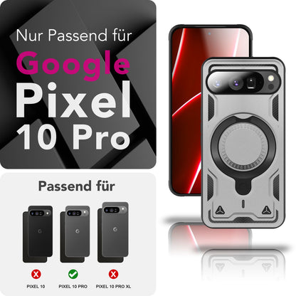 NALIA Magnetische Panzerhülle für Google Pixel 10 Pro – Ring-Halterung 360° & MagSafe kompatibel – STORMGUARD (Outdoor Case) – Marke aus Berlin