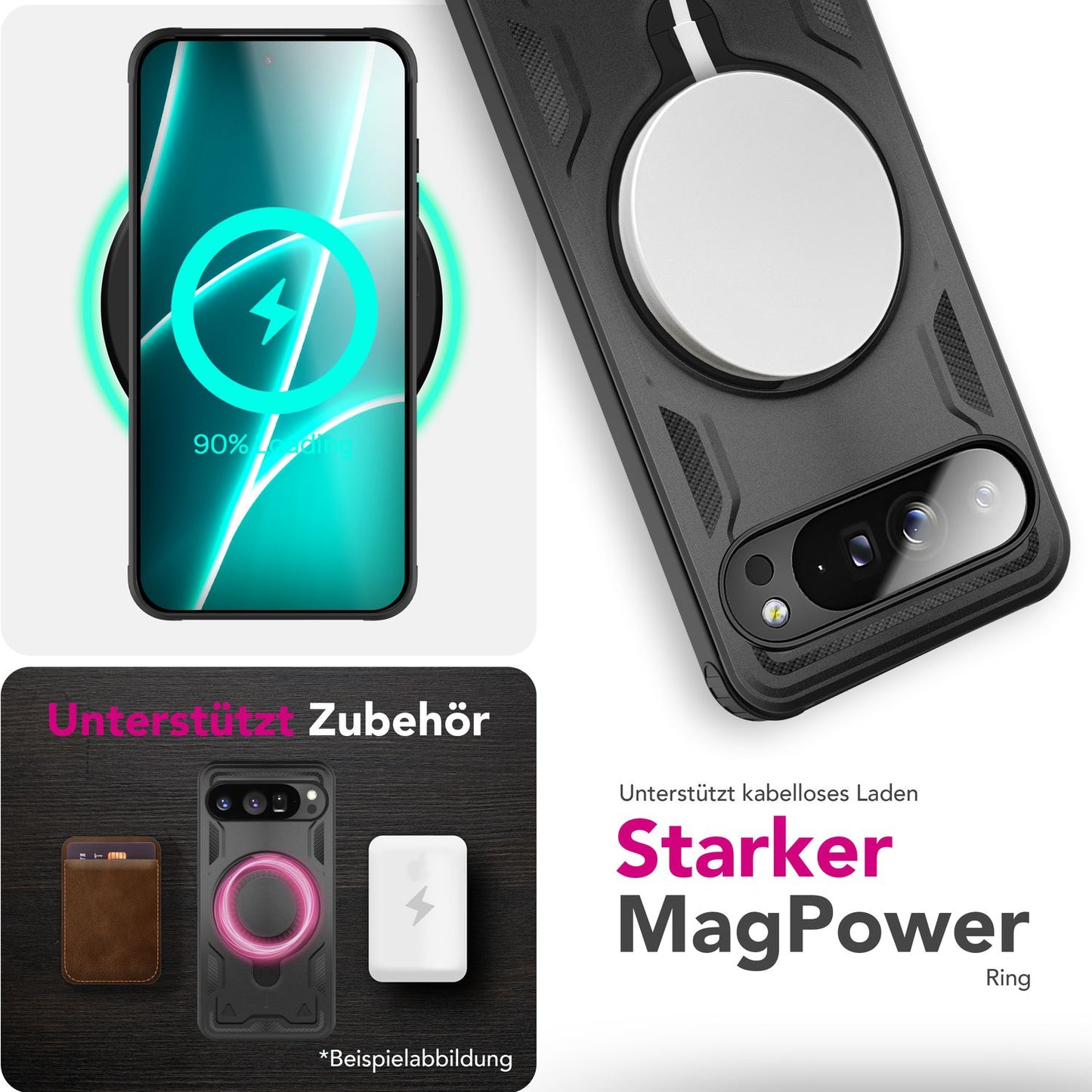 NALIA Magnetische Panzerhülle für Google Pixel 10 Pro XL – Ring-Halterung 360° & MagSafe kompatibel – STORMGUARD (Outdoor Case) – Marke aus Berlin