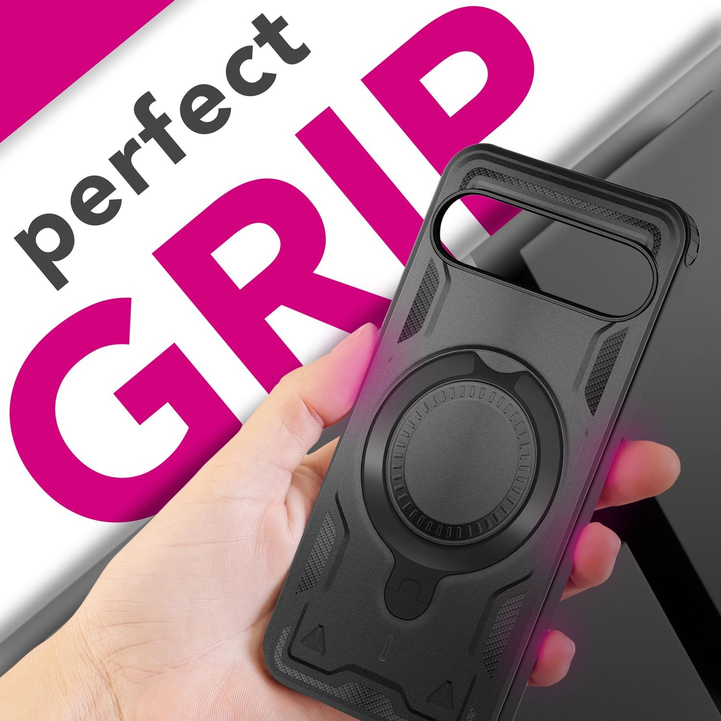 NALIA Magnetische Panzerhülle für Google Pixel 10 Pro XL – Ring-Halterung 360° & MagSafe kompatibel – STORMGUARD (Outdoor Case) – Marke aus Berlin