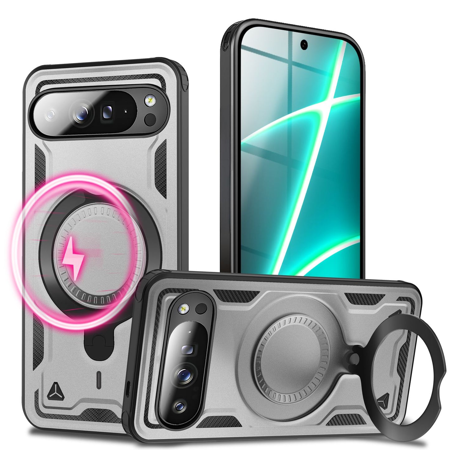 NALIA Magnetische Panzerhülle für Google Pixel 10 Pro XL – Ring-Halterung 360° & MagSafe kompatibel – STORMGUARD (Outdoor Case) – Marke aus Berlin