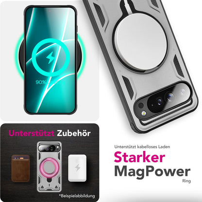 NALIA Magnetische Panzerhülle für Google Pixel 10 Pro XL – Ring-Halterung 360° & MagSafe kompatibel – STORMGUARD (Outdoor Case) – Marke aus Berlin