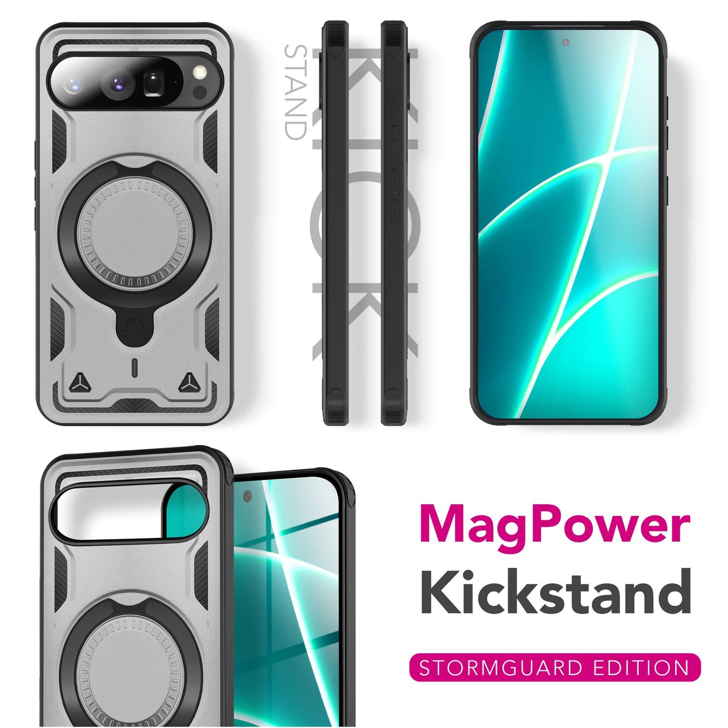 NALIA Magnetische Panzerhülle für Google Pixel 10 Pro XL – Ring-Halterung 360° & MagSafe kompatibel – STORMGUARD (Outdoor Case) – Marke aus Berlin