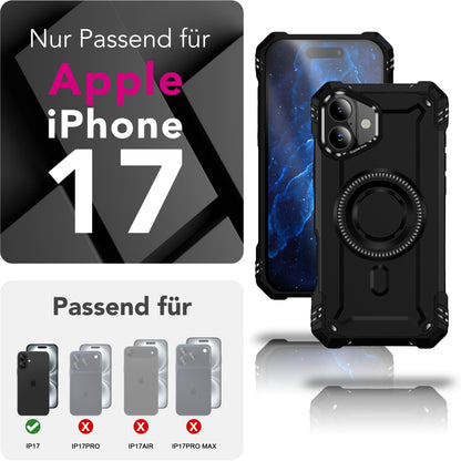 NALIA Magnetische Panzerhülle für iPhone 17 – MagSafe kompatibel & Kamera-Stand – GRANITE (Outdoor Schutzhülle Stoßfest) – Marke aus Berlin