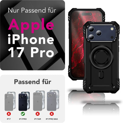 NALIA Magnetische Panzerhülle für iPhone 17 Pro – MagSafe kompatibel & Kamera-Stand – GRANITE (Outdoor Schutzhülle Stoßfest) – Marke aus Berlin