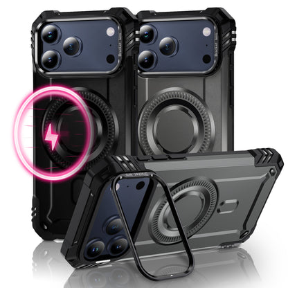 NALIA Magnetische Panzerhülle für iPhone 17 Pro – MagSafe kompatibel & Kamera-Stand – GRANITE (Outdoor Schutzhülle Stoßfest) – Marke aus Berlin