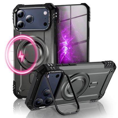 NALIA Magnetische Panzerhülle für iPhone 17 Pro Max – MagSafe kompatibel & Kamera-Stand – GRANITE (Outdoor Schutzhülle Stoßfest) – Marke aus Berlin